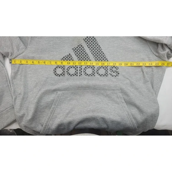Adidas Mens Size 2XL Big Spellout Screenprint Logo Pullover Hoodie Gray Logo - Picture 10 of 12